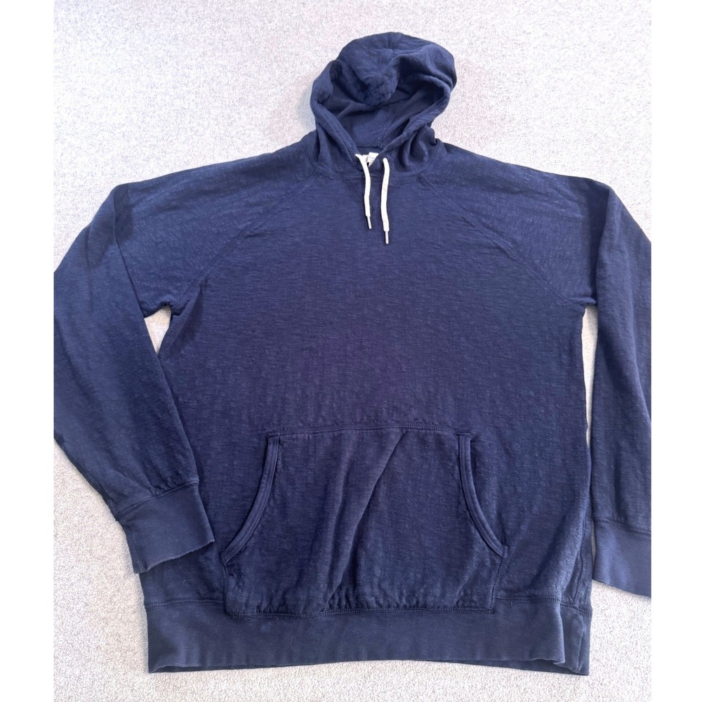 J.Crew Knit Goods Hoodie Mens L Tall Navy Raglan Slub Pullover Classic Preppy